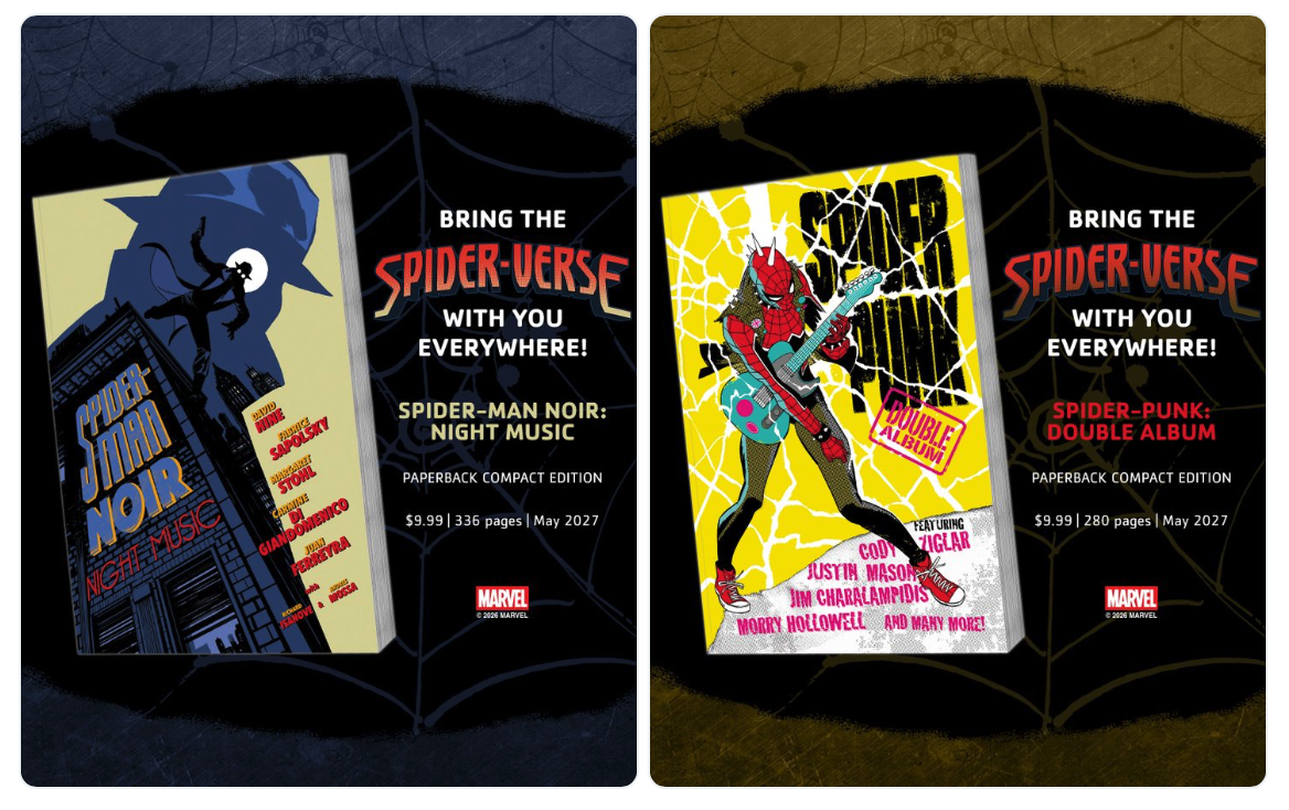 Marvel Expands Its Compact Comics Line With Spider-Man Noir and Spider-Punk Marvel Expands Its Compact Comics Line With Spider-Man Noir and Spider-Punk